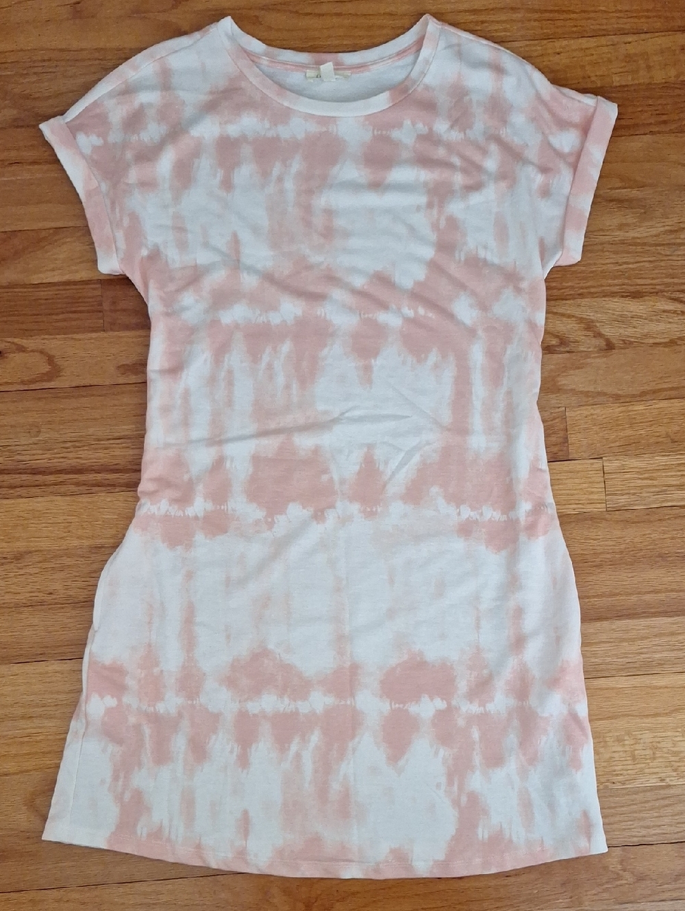 Summer Tie-Dye Midi Dress Tshirt Dress With Pockets Peach And Cream